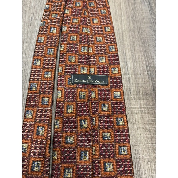 ERMENEGILDO ZEGNA Men's Silk/ Viscose Necktie ITALY Geometric Classic - Picture 2 of 6